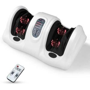 Giantex Shiatsu Foot Massager Machine for Feet, Nerve Pain Therapy Spa Gift Deep Kneading Rolling Massage for Leg Calf Ankle, Electric Shiatsu Foot Massager w/Remote, 4 Modes, Gray(White)