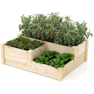 Giantex U-Shaped Raised Garden Bed, Wood Raised Garden Planter Box for Vegetables and Flowers, Easy Assembly, Garden Container for Backyard, Patio, Balcony (92.5″ Lx95 Wx11 H)(43″Lx35″Wx14.5″H)