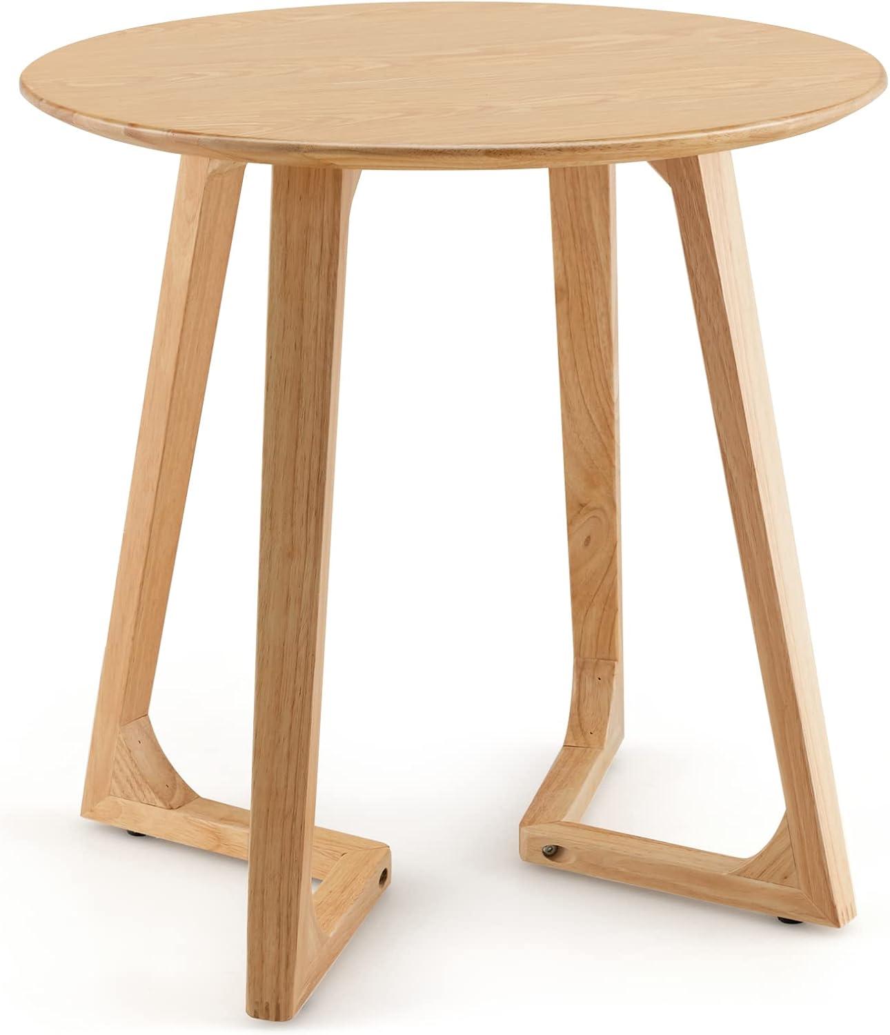 image:imageGiantex 24 Round End Table Mid Century Modern Side Table with Adjustable Foot Pads Sofa Couch Accent Table Small Coffee Table for Small Space Living Room Nightstand for Bedroom NaturalNatural
