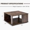 Giantex 32” Square Coffee Table, 2-Tier Wooden Table with Storage Shelf, Industrial Home Accent Table, Mid-Century Center Table Ideal for Living Room, Study Room(Rustic Brown)(Rustic Brown)