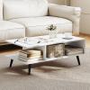 Giantex Coffee Table with Storage, Mid Century Modern Center Table for Living Room, Rectangle Tea Table with Open Storage Shelf & Floor-Anti-Scratching Tapered Metal Legs, Rustic Brown (Rustic Brown)(White)