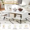 Giantex Coffee Table with Storage, Mid Century Modern Center Table for Living Room, Rectangle Tea Table with Open Storage Shelf & Floor-Anti-Scratching Tapered Metal Legs, Rustic Brown (Rustic Brown)(White)
