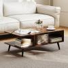 Giantex Coffee Table with Storage, Mid Century Modern Center Table for Living Room, Rectangle Tea Table with Open Storage Shelf & Floor-Anti-Scratching Tapered Metal Legs, Rustic Brown (Rustic Brown)(Rustic Brown)