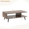 Giantex Coffee Table with Storage, Mid Century Modern Center Table for Living Room, Rectangle Tea Table with Open Storage Shelf & Floor-Anti-Scratching Tapered Metal Legs, Rustic Brown (Rustic Brown)(Rustic Brown)