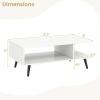 Giantex Coffee Table with Storage, Mid Century Modern Center Table for Living Room, Rectangle Tea Table with Open Storage Shelf & Floor-Anti-Scratching Tapered Metal Legs, Rustic Brown (Rustic Brown)(White)