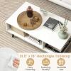 Giantex Coffee Table with Storage, Mid Century Modern Center Table for Living Room, Rectangle Tea Table with Open Storage Shelf & Floor-Anti-Scratching Tapered Metal Legs, Rustic Brown (Rustic Brown)(White)