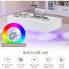 Giantex Modern LED Coffee Table – 2-Tier Center Table w/ 2 Storage Drawers, Adjustable Brightness & Speed, 20-Color Light, 43.5”L Rectangular High-Gloss Finished Table for Living Room (Black)(White)