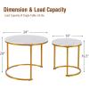 Giantex Nesting Coffee Table Set of 2, Round Stacking Side Tables with Wooden Tabletop & Powder Coated Steel Frame, Space Saving Vintage End Tables for Living Room, Balcony, Office (Golden)(Golden)