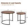 Giantex Nesting Coffee Table Set of 2, Round Stacking Side Tables with Wooden Tabletop & Powder Coated Steel Frame, Space Saving Vintage End Tables for Living Room, Balcony, Office (Golden)(Rustic Brown)