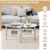 Giantex Oval Glass Coffee Table – 3-Tier Transparent Tempered Glass Table W/Sturdy Chrome Plated Legs, Small Sofa Side Table, End Table for Living Room, Bedroom, Office, 35″× 20″ ×18″ (Clear)(Clear)
