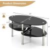 Giantex Oval Glass Coffee Table – 3-Tier Transparent Tempered Glass Table W/Sturdy Chrome Plated Legs, Small Sofa Side Table, End Table for Living Room, Bedroom, Office, 35″× 20″ ×18″ (Clear)(Black)