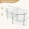 Giantex Oval Glass Coffee Table – 3-Tier Transparent Tempered Glass Table W/Sturdy Chrome Plated Legs, Small Sofa Side Table, End Table for Living Room, Bedroom, Office, 35″× 20″ ×18″ (Clear)(Clear)