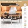 Giantex Oval Glass Coffee Table – 3-Tier Transparent Tempered Glass Table W/Sturdy Chrome Plated Legs, Small Sofa Side Table, End Table for Living Room, Bedroom, Office, 35″× 20″ ×18″ (Clear)(Black)
