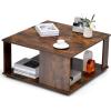 Giantex 32” Square Coffee Table, 2-Tier Wooden Table with Storage Shelf, Industrial Home Accent Table, Mid-Century Center Table Ideal for Living Room, Study Room(Rustic Brown)(Rustic Brown)
