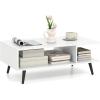 Giantex Coffee Table with Storage, Mid Century Modern Center Table for Living Room, Rectangle Tea Table with Open Storage Shelf & Floor-Anti-Scratching Tapered Metal Legs, Rustic Brown (Rustic Brown)(White)