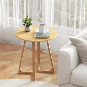 Giantex 24″ Round End Table, Mid Century Modern Side Table with Adjustable Foot Pads, Sofa Couch Accent Table, Small Coffee Table for Small Space Living Room, Nightstand for Bedroom (Natural)(Natural)