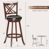 Giantex 360° Swivel Barstools Set of 2, 29″ Bar Height Bar Chairs with Back & Footrest, Upholstered Bar Stools with Rubber Wood Frame, Suitable for Home Bar, Kitchen Counter, Espresso(1)