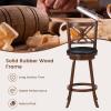 Giantex 360° Swivel Barstools Set of 2, 29″ Bar Height Bar Chairs with Back & Footrest, Upholstered Bar Stools with Rubber Wood Frame, Suitable for Home Bar, Kitchen Counter, Espresso(1)