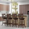 Giantex 360° Swivel Barstools Set of 2, 29″ Bar Height Bar Chairs with Back & Footrest, Upholstered Bar Stools with Rubber Wood Frame, Suitable for Home Bar, Kitchen Counter, Espresso(2)