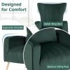 Giantex Velvet Accent Chair with Lumbar Pillow, Upholstered Tufted Wingback Arm Chair w/Golden Metal Legs, Mid Century Modern Single Sofa Chair for Living Room Bedroom, Max Load 400 LBS, Pink(Green)