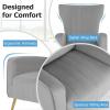 Giantex Velvet Accent Chair with Lumbar Pillow, Upholstered Tufted Wingback Arm Chair w/Golden Metal Legs, Mid Century Modern Single Sofa Chair for Living Room Bedroom, Max Load 400 LBS, Pink(Grey)