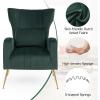 Giantex Velvet Accent Chair with Lumbar Pillow, Upholstered Tufted Wingback Arm Chair w/Golden Metal Legs, Mid Century Modern Single Sofa Chair for Living Room Bedroom, Max Load 400 LBS, Pink(Green)