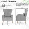 Giantex Velvet Accent Chair with Lumbar Pillow, Upholstered Tufted Wingback Arm Chair w/Golden Metal Legs, Mid Century Modern Single Sofa Chair for Living Room Bedroom, Max Load 400 LBS, Pink(Grey)