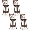 Giantex 360° Swivel Barstools Set of 2, 29″ Bar Height Bar Chairs with Back & Footrest, Upholstered Bar Stools with Rubber Wood Frame, Suitable for Home Bar, Kitchen Counter, Espresso(2)