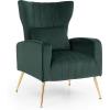 Giantex Velvet Accent Chair with Lumbar Pillow, Upholstered Tufted Wingback Arm Chair w/Golden Metal Legs, Mid Century Modern Single Sofa Chair for Living Room Bedroom, Max Load 400 LBS, Pink(Green)