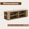Gianetx Modern TV Stand for TVs up to 65 Inch, Wooden Entertainment Center w/ 4 Storage Cubbies, Side Shelves w/ 5 Raised Feet, Media TV Console Table for Living Room, Natural(Natural)