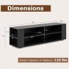 Gianetx Modern TV Stand for TVs up to 65 Inch, Wooden Entertainment Center w/ 4 Storage Cubbies, Side Shelves w/ 5 Raised Feet, Media TV Console Table for Living Room, Natural(Black)