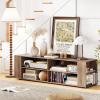 Gianetx Modern TV Stand for TVs up to 65 Inch, Wooden Entertainment Center w/ 4 Storage Cubbies, Side Shelves w/ 5 Raised Feet, Media TV Console Table for Living Room, Natural(Oak)