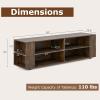 Gianetx Modern TV Stand for TVs up to 65 Inch, Wooden Entertainment Center w/ 4 Storage Cubbies, Side Shelves w/ 5 Raised Feet, Media TV Console Table for Living Room, Natural(Rustic Brown)