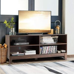 Giantex TV Stand Entertainment Center, Media TV Console Table for TV up to 65” with 1 Large Drawer, 2 Open Shelves, Multipurpose Storage TV Cabinet for Living Room, Bedroom, TV Shelf Stand, Walnut(Walnut)