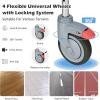 Giantex 4-in-1 Bedside Commode Shower Wheelchair, Commode Chair for Toilet with Arms, 4 Lockable Wheels, Detachable Bucket, Height Adjustable & Flip-up Footrest, Padded Mobile Toilet Chair