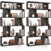 Giantex 5-Tier Bookshelf, 10-Cube Geometric Book Case with 5 Closed-Back Cubbies, Anti-toppling Kits, Open Display Storage Shelf for Living Room, Home Office, Bedroom, Rustic Brown(Grey)