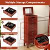 Giantex Standing Jewelry Cabinet with 9 Drawers, Flip Top Mirror, 2 Side Doors with Necklace Hooks, Top Divided Tray with Ring Slots, Velvet-Lined Jewelry Armoire Organizer Storage Chest, Cherry