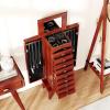 Giantex Standing Jewelry Cabinet with 9 Drawers, Flip Top Mirror, 2 Side Doors with Necklace Hooks, Top Divided Tray with Ring Slots, Velvet-Lined Jewelry Armoire Organizer Storage Chest, Cherry