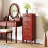 Giantex Standing Jewelry Cabinet with 9 Drawers, Flip Top Mirror, 2 Side Doors with Necklace Hooks, Top Divided Tray with Ring Slots, Velvet-Lined Jewelry Armoire Organizer Storage Chest, Cherry