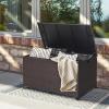 Giantex Wicker Outdoor Deck Box – 133 Gallon Storage Box with Lid, Waterproof Liner and Universal Wheels, PE Rattan Storage Container for Cushions, Gardening Tools, Patio Storage, Brown
