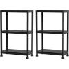 Giantex 4-Tier Heavy-Duty Plastic Storage Shelves, Freestanding Garage Shelving Unit, Multi-Use Organizer Rack for Pantry, Kitchen, Laundry, No-Tool Assembly, Black (1,24″ x 12.5″ x 53″)(2)