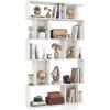 Giantex 5-Tier Bookshelf, 10-Cube Geometric Book Case with 5 Closed-Back Cubbies, Anti-toppling Kits, Open Display Storage Shelf for Living Room, Home Office, Bedroom, Rustic Brown(White)