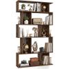 Giantex 5-Tier Bookshelf, 10-Cube Geometric Book Case with 5 Closed-Back Cubbies, Anti-toppling Kits, Open Display Storage Shelf for Living Room, Home Office, Bedroom, Rustic Brown(Rustic Brown)