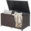 Giantex Wicker Outdoor Deck Box – 133 Gallon Storage Box with Lid, Waterproof Liner and Universal Wheels, PE Rattan Storage Container for Cushions, Gardening Tools, Patio Storage, Brown