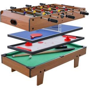 Giantex 4-in-1 Combination Game Table, with Soccer, Hockey, Billiards, Table Tennis, Perfect for Game Room, Family Night, Wood Foosball Game Table Top