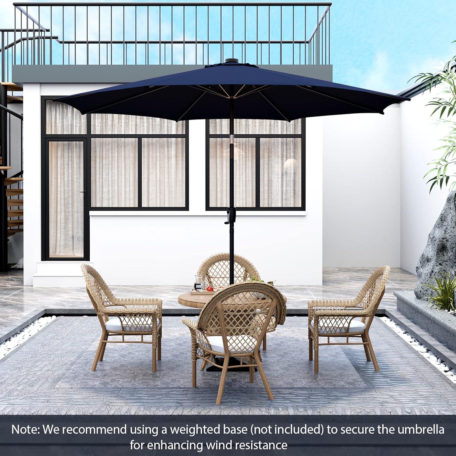 image:imageGiantex 10 ft Patio Umbrella with 112 Solar Meteor Shower Lights Outdoor Table Market Umbrellas with 8 Ribs Tilt Adjustment Crank Handle for Backyard Garden Lawn PoolsideNavy