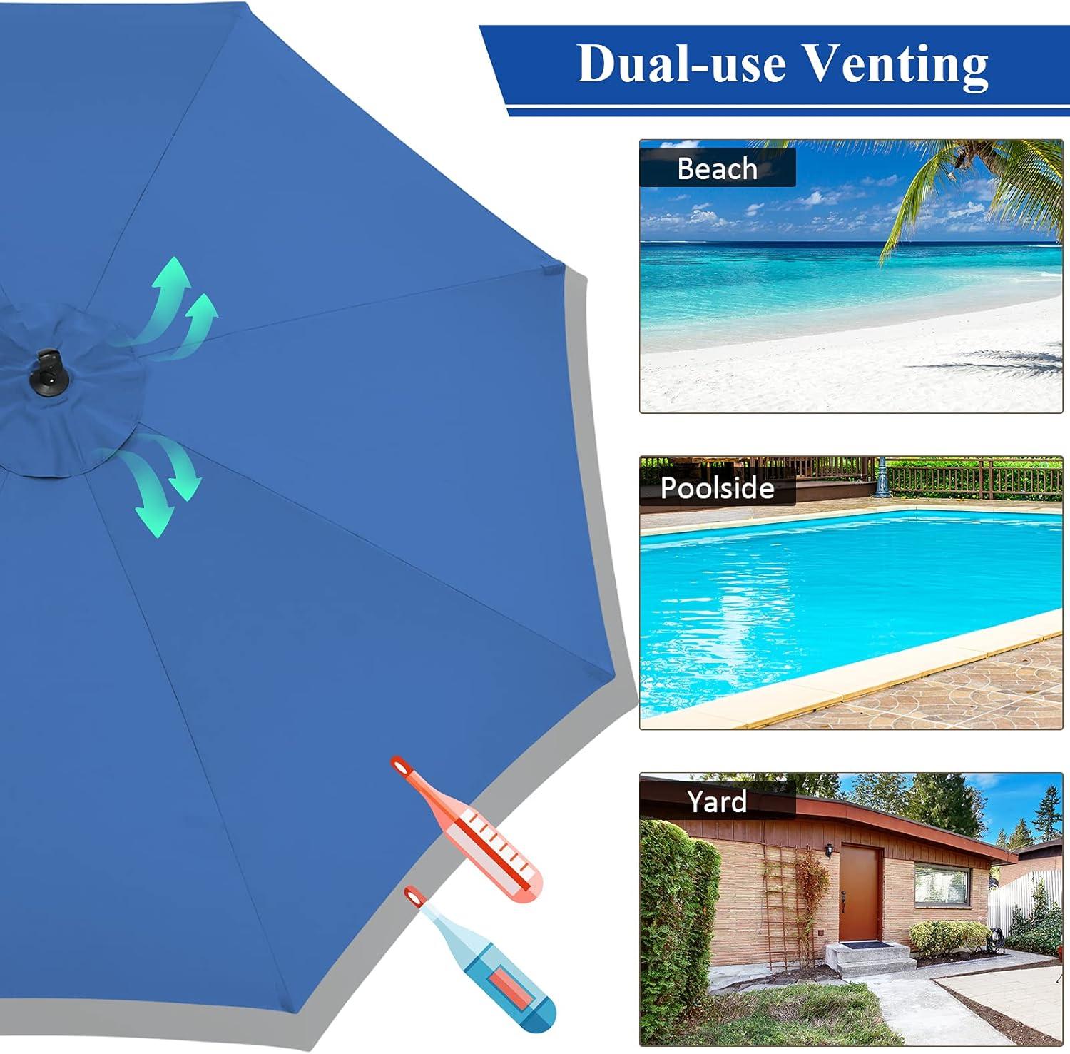 image:imageGiantex 10FT Patio Offset Umbrella 8 Ribs Cantilever Umbrella Outdoor wCrank Cross Base Tilt Adjustment Large Hanging Market Umbrella for Poolside Yard Lawn GardenNavy