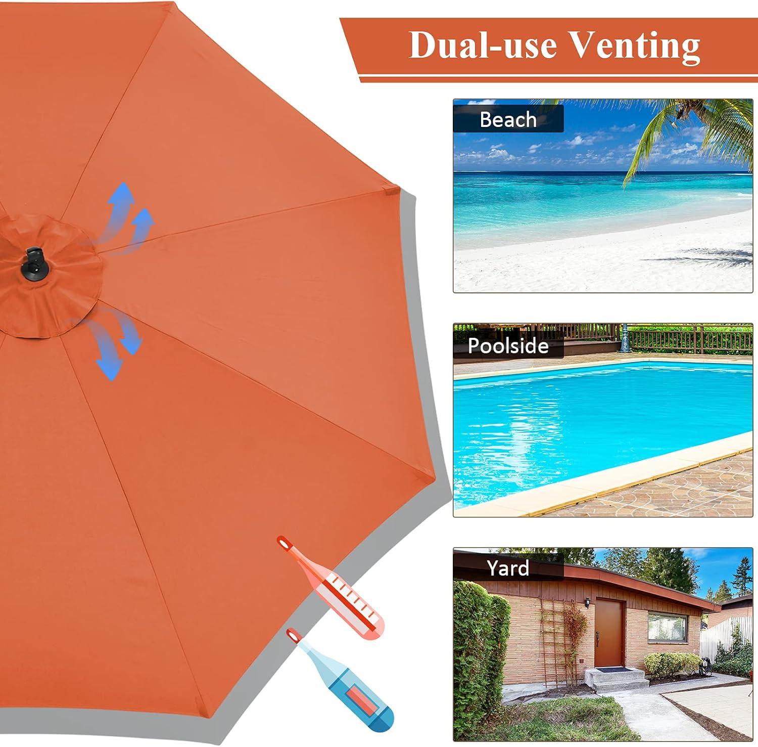 image:imageGiantex 10FT Patio Offset Umbrella 8 Ribs Cantilever Umbrella Outdoor wCrank Cross Base Tilt Adjustment Large Hanging Market Umbrella for Poolside Yard Lawn GardenOrange