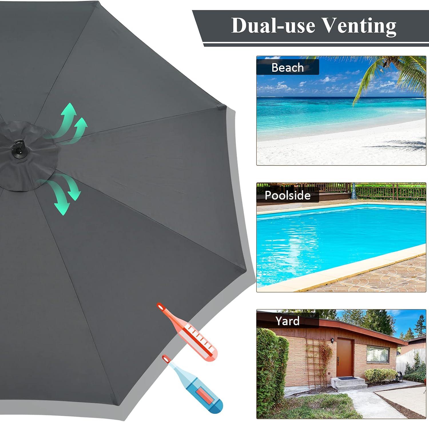 image:imageGiantex 10FT Patio Offset Umbrella 8 Ribs Cantilever Umbrella Outdoor wCrank Cross Base Tilt Adjustment Large Hanging Market Umbrella for Poolside Yard Lawn GardenGray