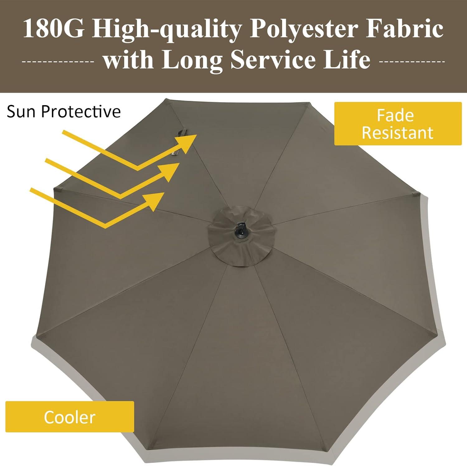 image:imageGiantex 10FT Patio Offset Umbrella 8 Ribs Cantilever Umbrella Outdoor wCrank Cross Base Tilt Adjustment Large Hanging Market Umbrella for Poolside Yard Lawn GardenTan